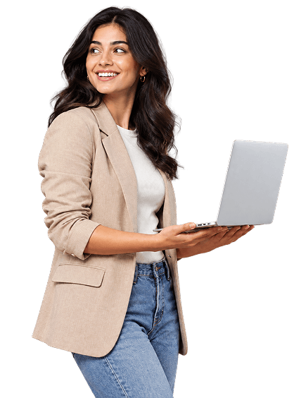 A Zoiko Group team member holding a laptop