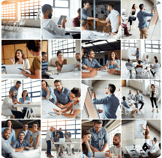 A collage of Zoiko Group people, events and workplaces